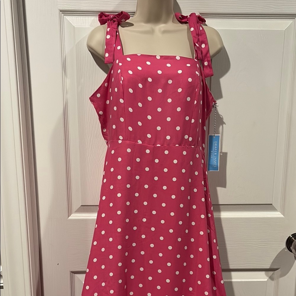 Draper James Pink Polka Dot Maxi Dress with White Dots - Picture 1 of 10